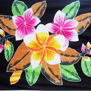 rayon sarong handpainting tropical flower black made in bali